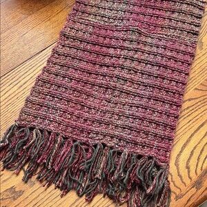 Handknit Handmade Handcrafted Handwoven Super Wide Blanket Scarf Fringe Ends